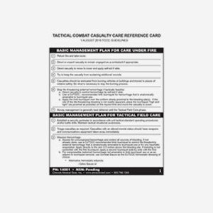 Tactical Combat Casualty Care Reference(TCCCR) Card